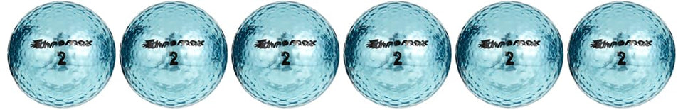 Chromax Metallic M5 blue golf ball with high visibility for tracking.