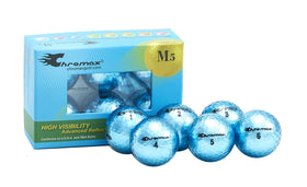 Chromax Metallic M5 silver golf ball provides reflective sheen for air tracking.