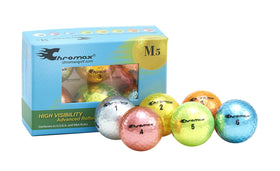 Chromax Metallic M5 gold golf ball for high visibility and easy tracking on sunny days