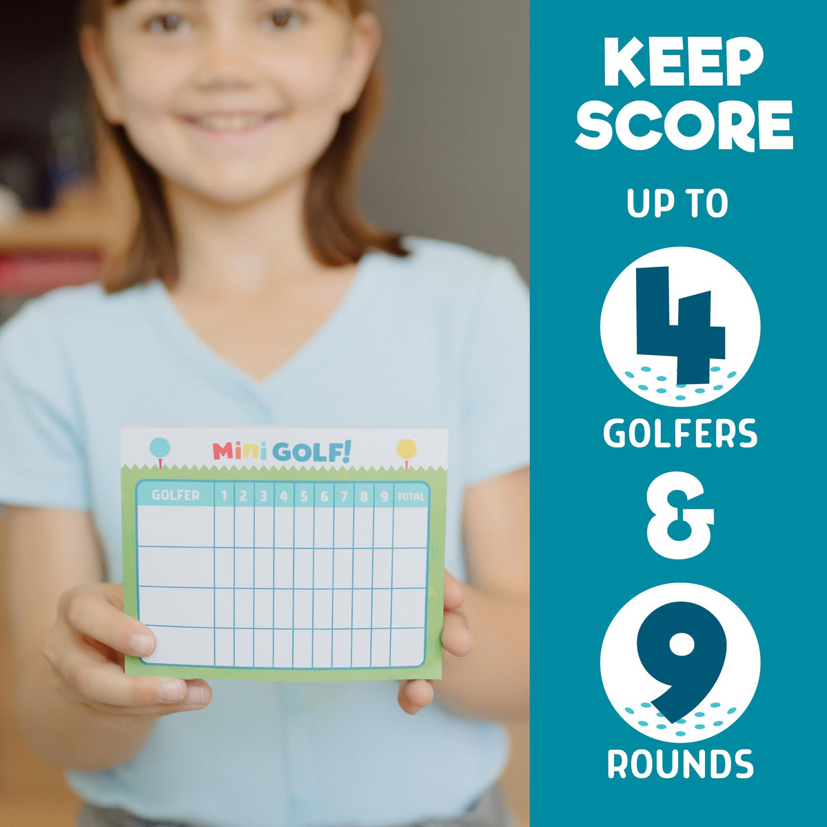 Chuckle & Roar Mini Golf colored balls for easy identification and play.