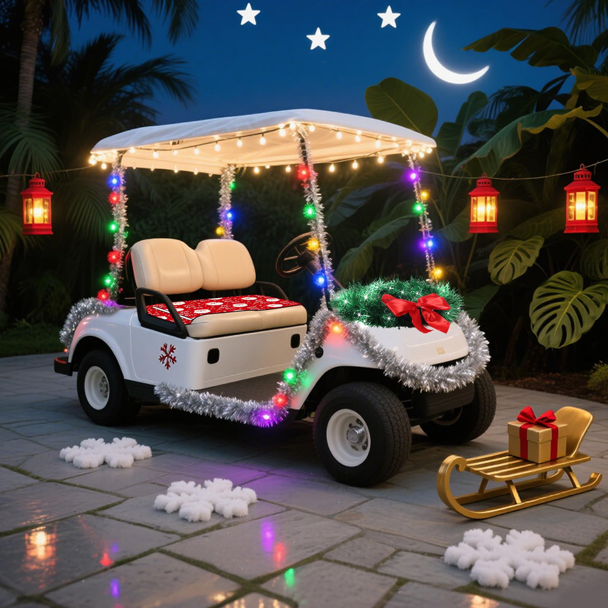 Chunful 32ft tinsel garland decorates rails with long, shimmering shine