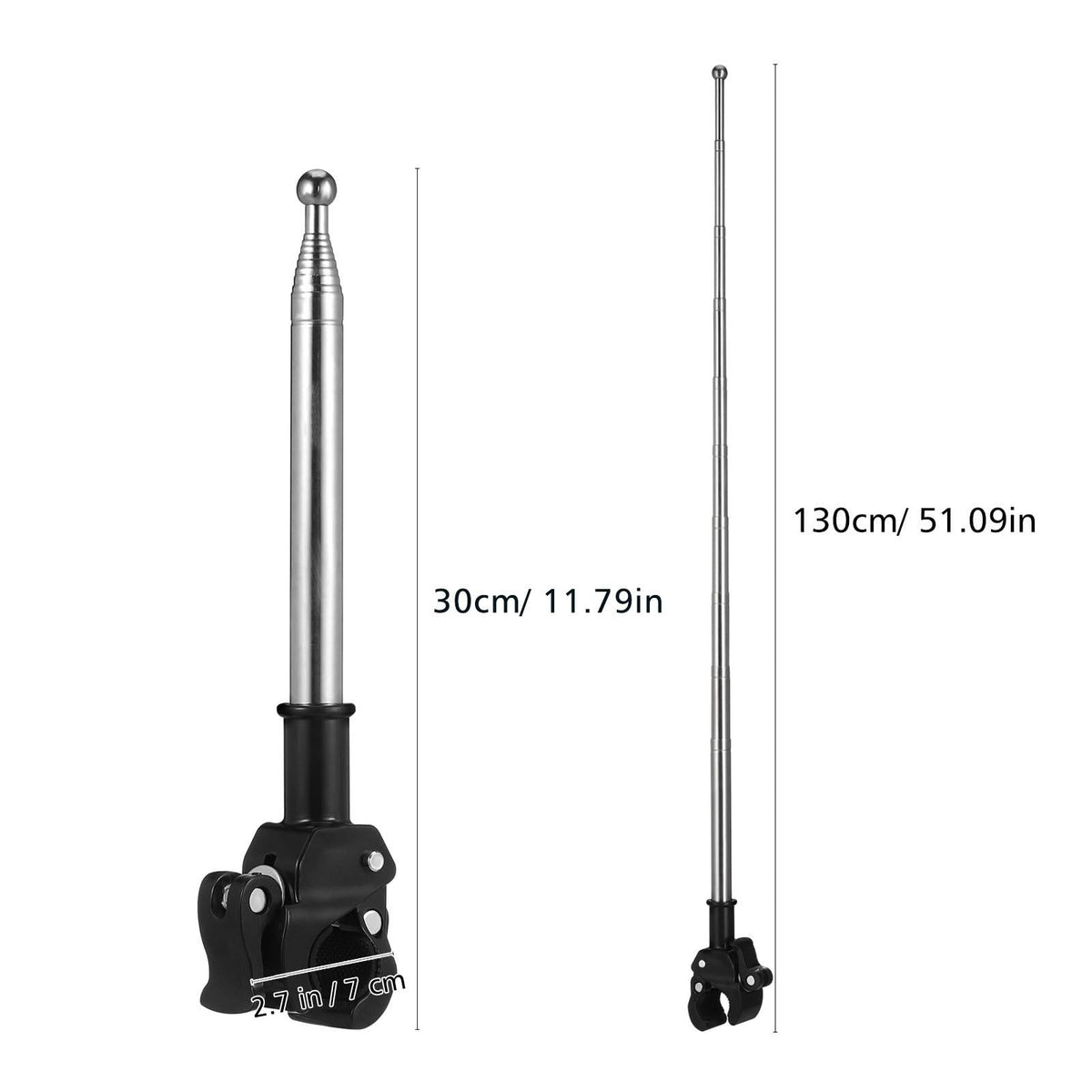 Ciieeo compact retractable flag-pole stores easily in a backpack.