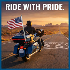Ciieeo extendable-display-solution suits tours, bands, and rallies with clear flags.