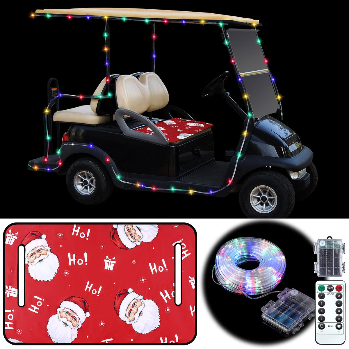 Cinnvoice Christmas golf cart seat cover adds festive comfort.