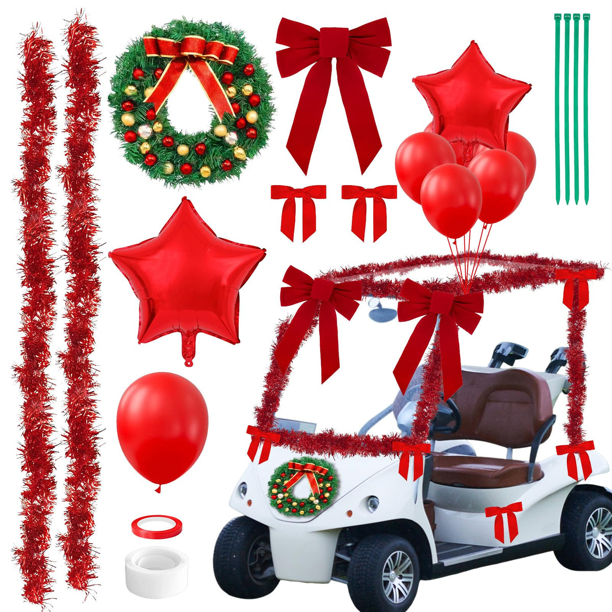 Cinrobiye Christmas car decor kit with wreath for parade-ready vehicle