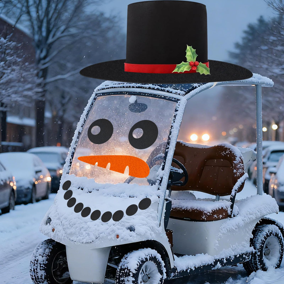 Cinrobiye giant snowman hat adds festive charm to your car exterior.