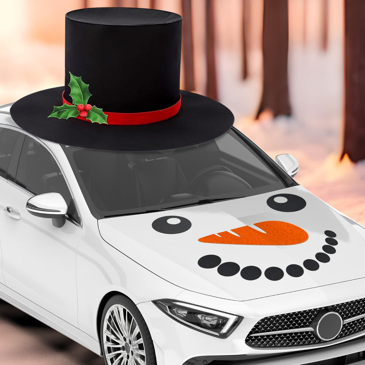 Cinrobiye hat with branches and berries adds a vivid 3D holiday effect.