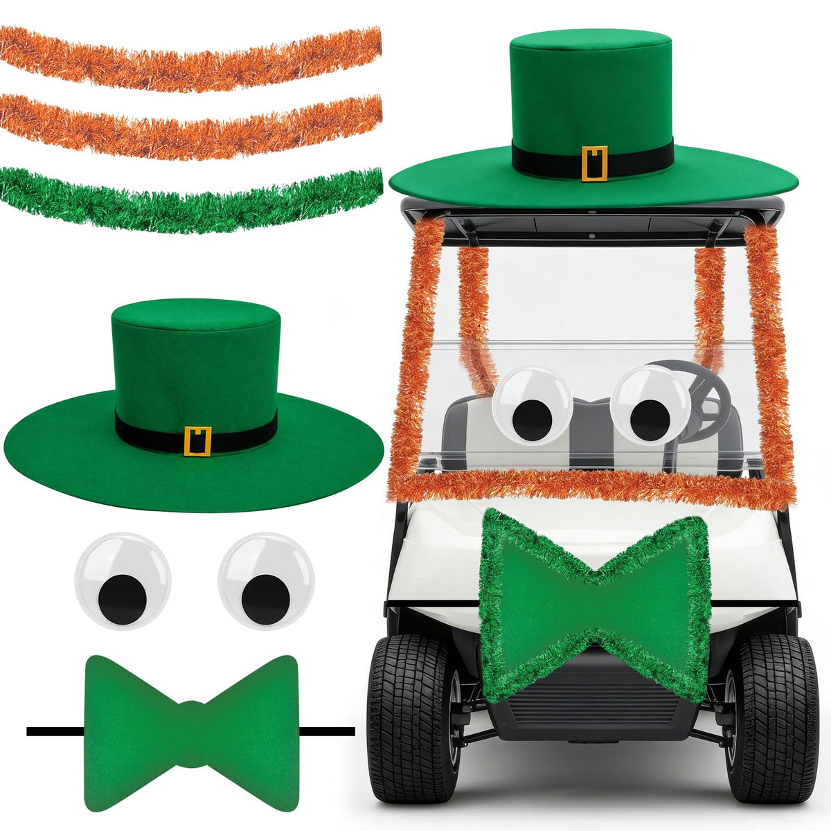 Cinrobiye leprechaun hat 3D on golf cart, festive parades and photos