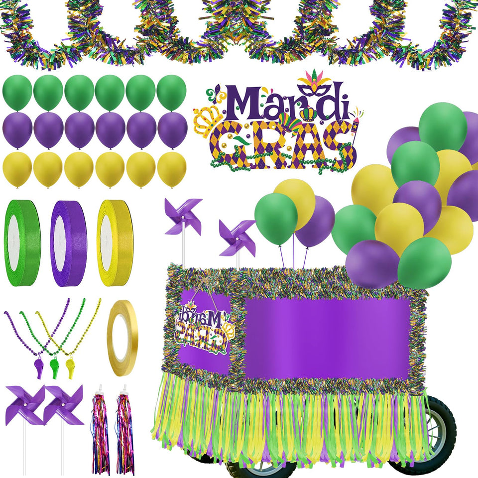 Cinrobiye Mardi Gras kit ribbon streamers decorate parade handlebars