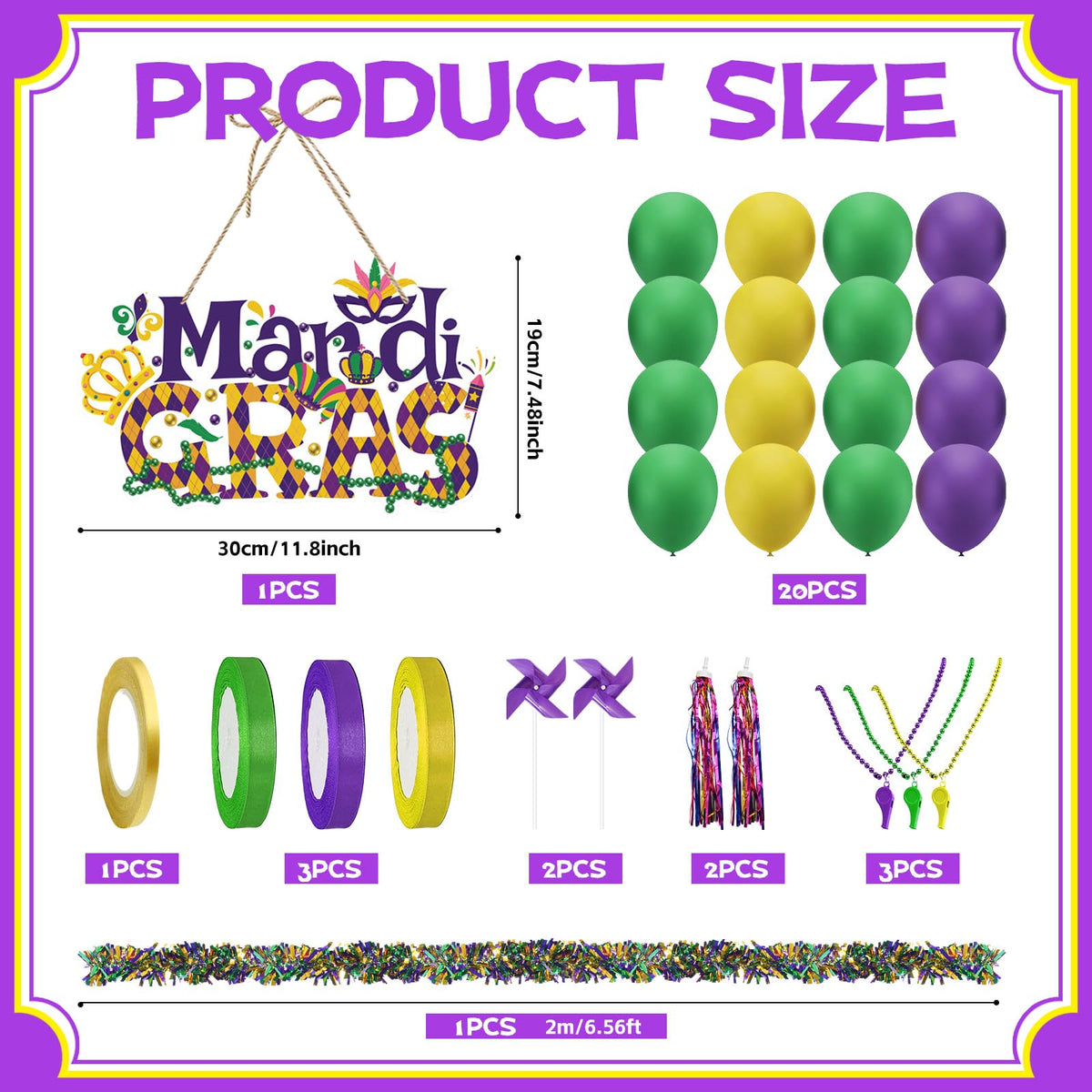 Cinrobiye Mardi Gras kit tinsel garland adds glitter to floats