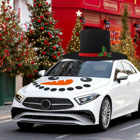 Cinrobiye oversized snowman hat on car boosts festive curb appeal and photo moments.