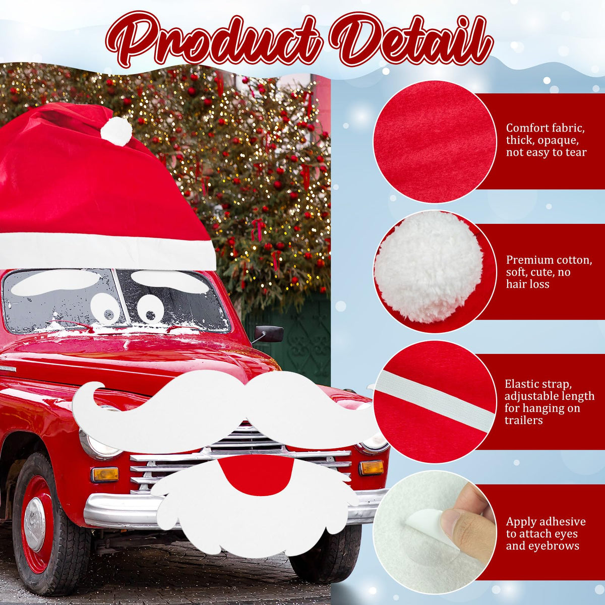 Cinrobiye Santa mustache creates whimsical, eye catching holiday style.