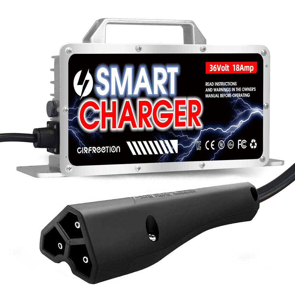 CIRFREETION charger front view showing compact 18A/36V quick charge capability