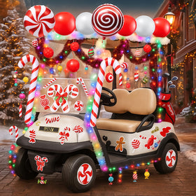Civaner Christmas parade golf cart decor brightens the vehicle for festive parades.