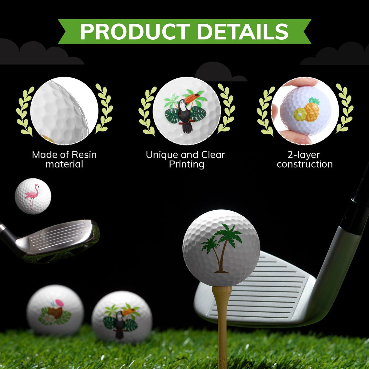 Civaner Hawaii golf balls with pineapple pattern for tropical flair
