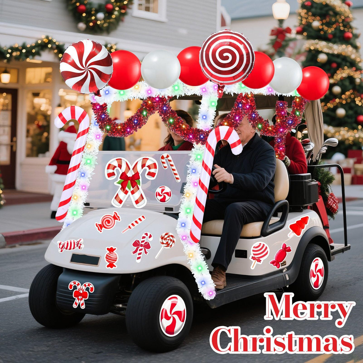 Civaner inflatable candy canes provide eye-catching accents for festive parades.