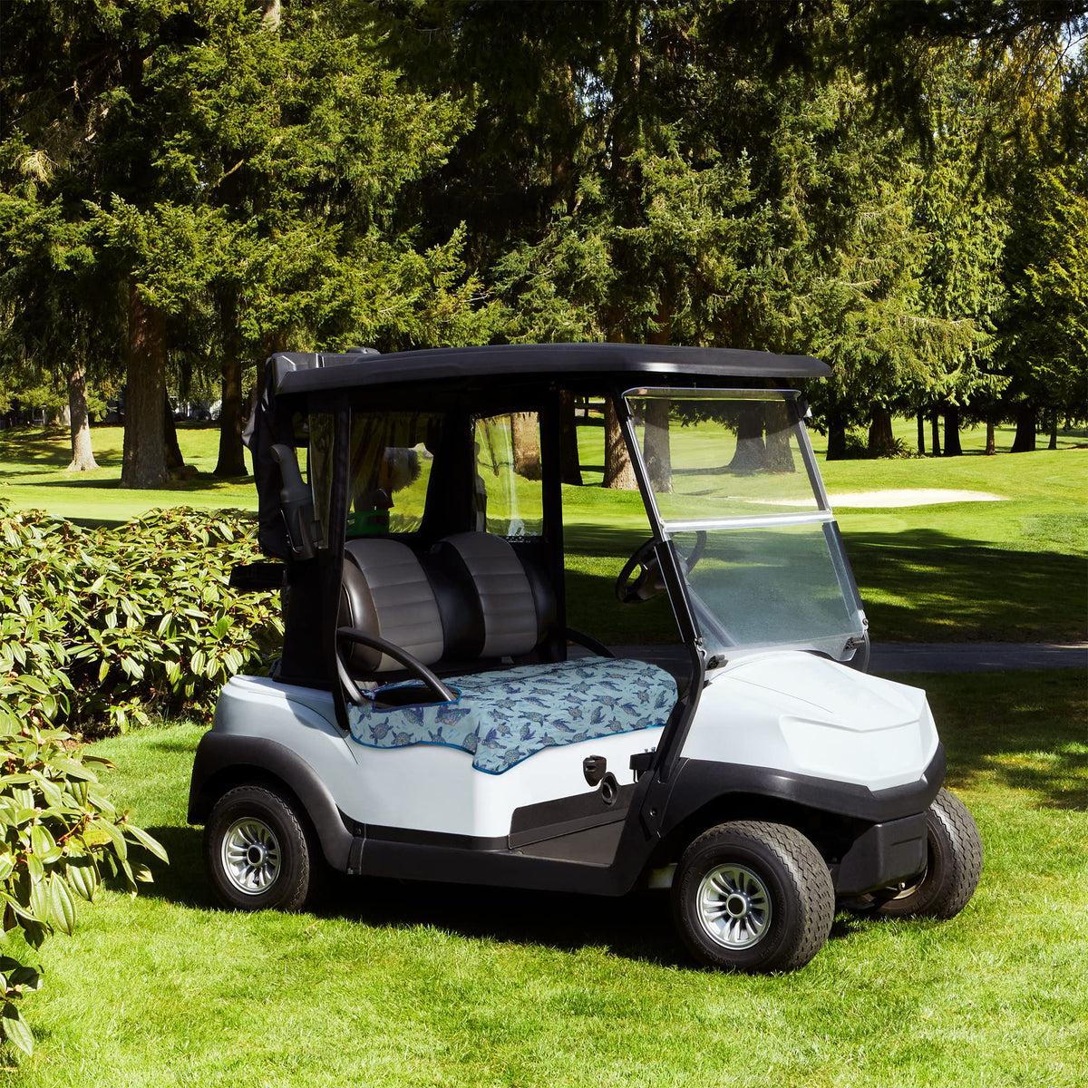 Self-pack feature demonstrated on Classic Accessories Cub Cadet seat cover