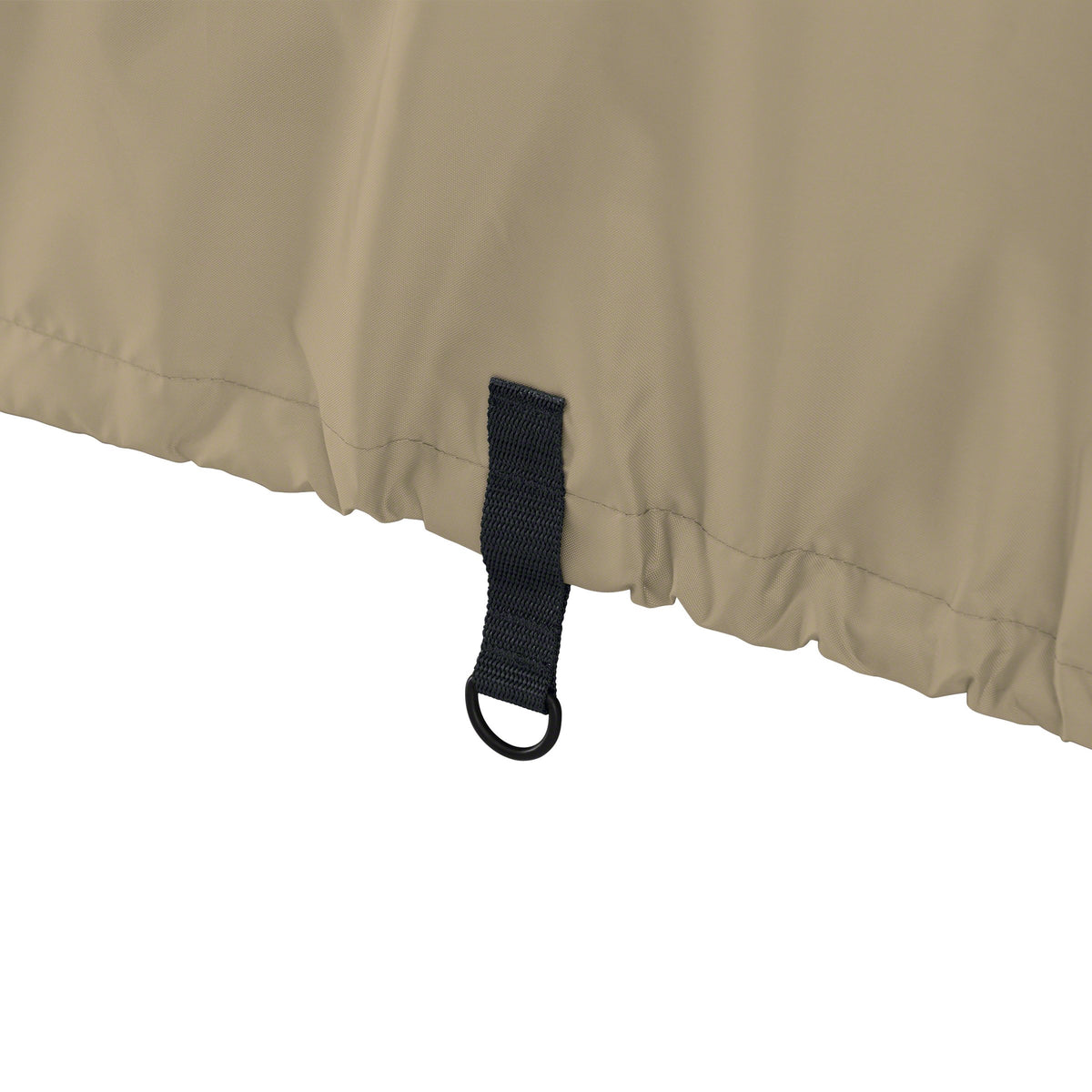 Classic Accessories Fairway tie-down straps secure the cover against wind.