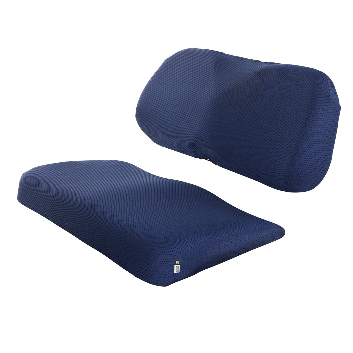 Removable doors and clear windows add visibility and convenience to the navy seat cover.