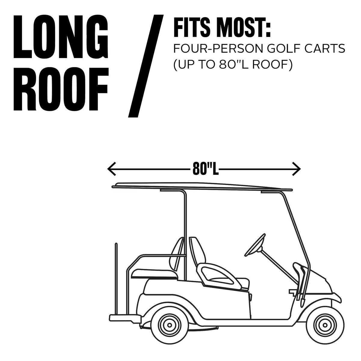 Classic Accessories Fairway Long Roof cover side view showing weather-ready design