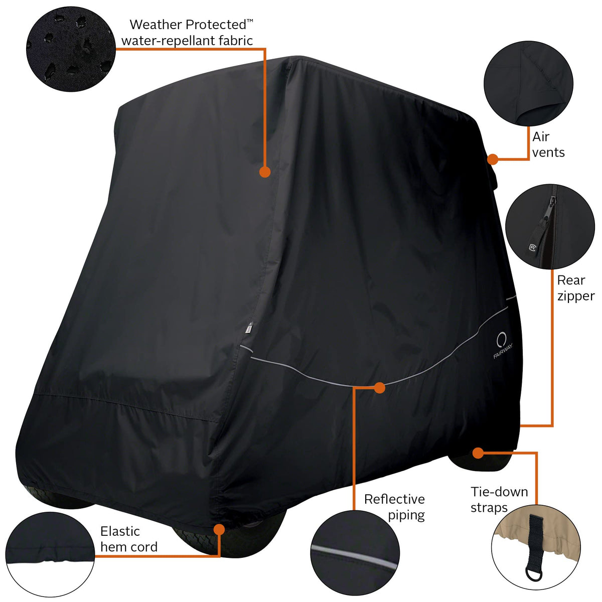 Classic Accessories Fairway Long Roof cover water-repellent fabric protects from sun and rain