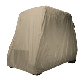 Classic Accessories Fairway Short Roof 2-Person cart cover front view protects from sun and dirt