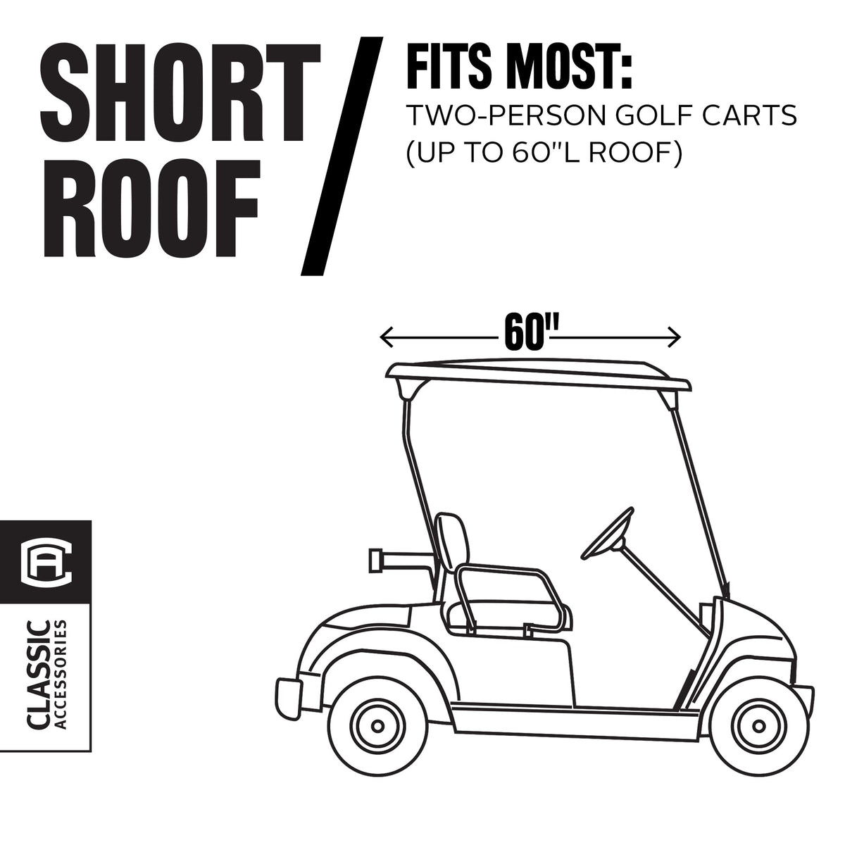 Classic Accessories Fairway Short Roof 2-Person cart cover rear view blocks wind lofting