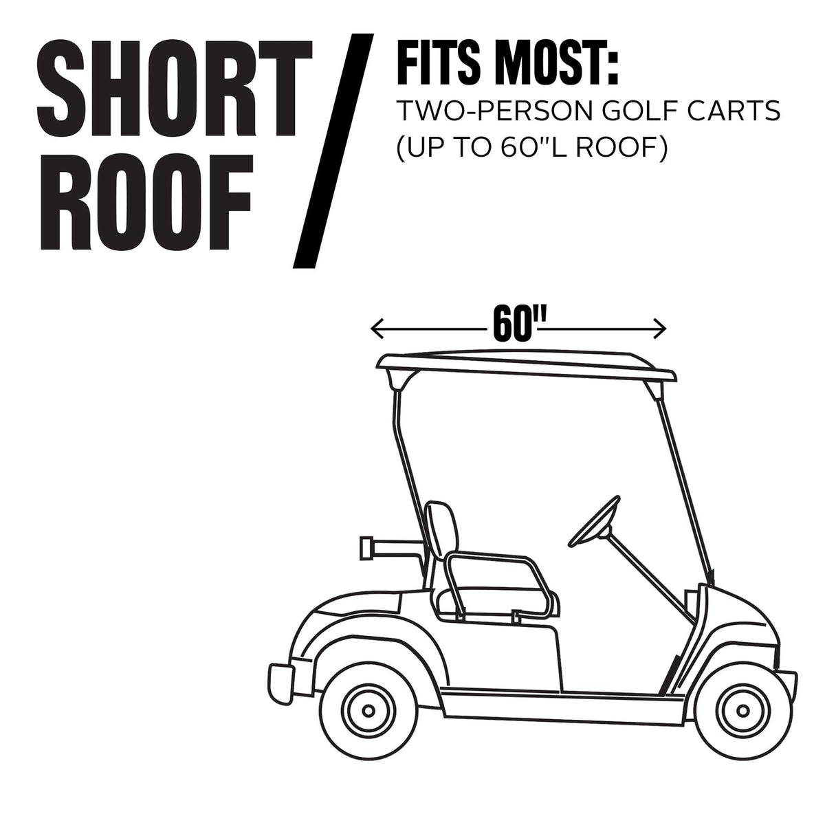 Classic Accessories Fairway Short Roof 2-Person cover side angle demonstrates compact storage profile.