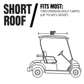 Classic Accessories Fairway Short Roof 2-Person cover side angle demonstrates compact storage profile.