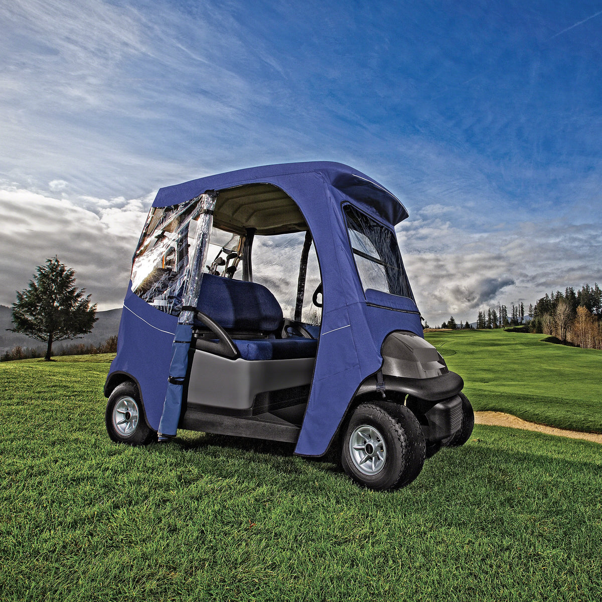 Fairway clear windows provide visibility while shielding interior.