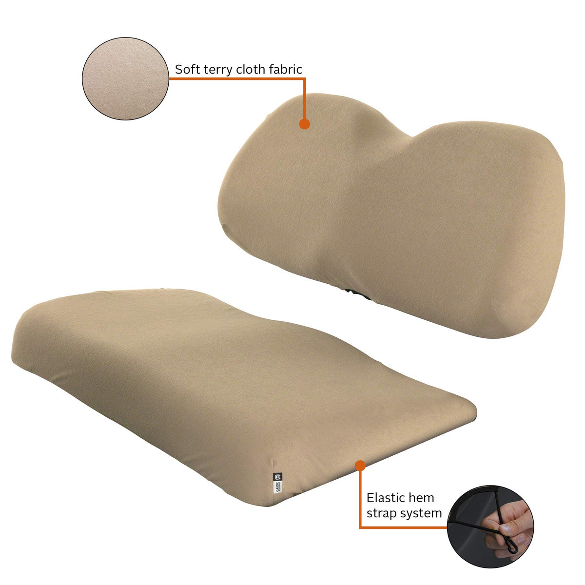 Durable fabric shields seats from sun exposure and UV damage during sunny rounds