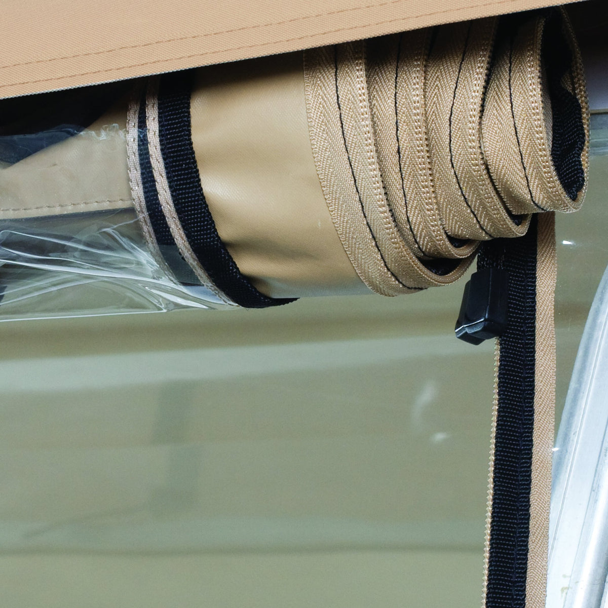 Clear PVC windows on QuadGear enclosure for visibility in rain or sun