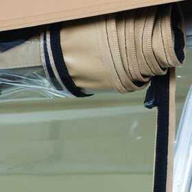 Clear PVC windows on QuadGear enclosure for visibility in rain or sun