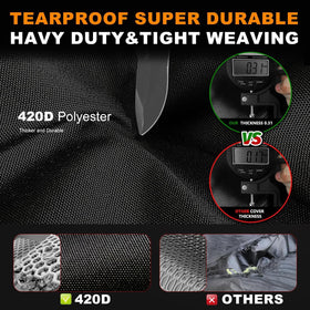ClawsCover golf cart cover rear view showing extended 6-passenger design.