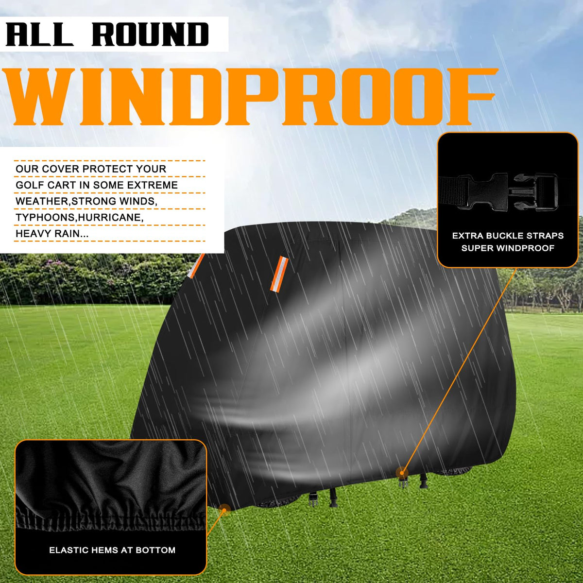 ClawsCover golf cart cover velcro door offers quick access.