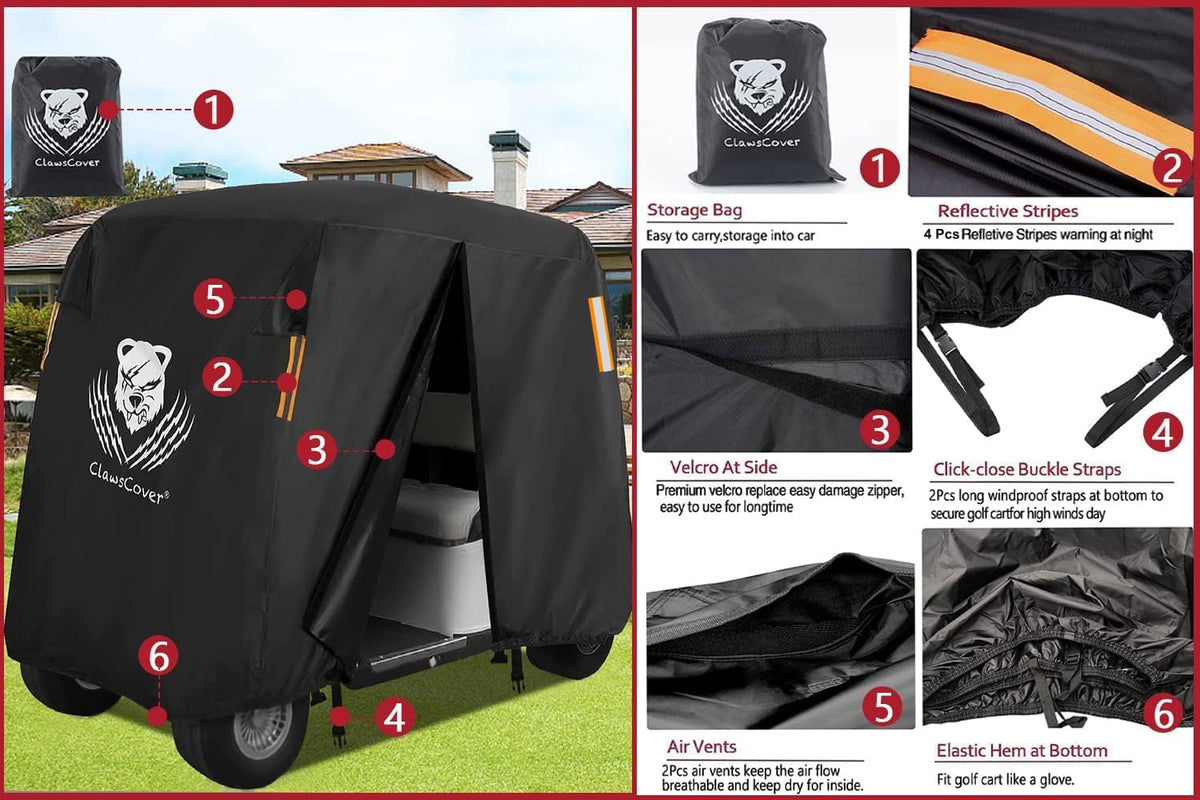 ClawsCover windproof straps secure the cover in windy conditions.