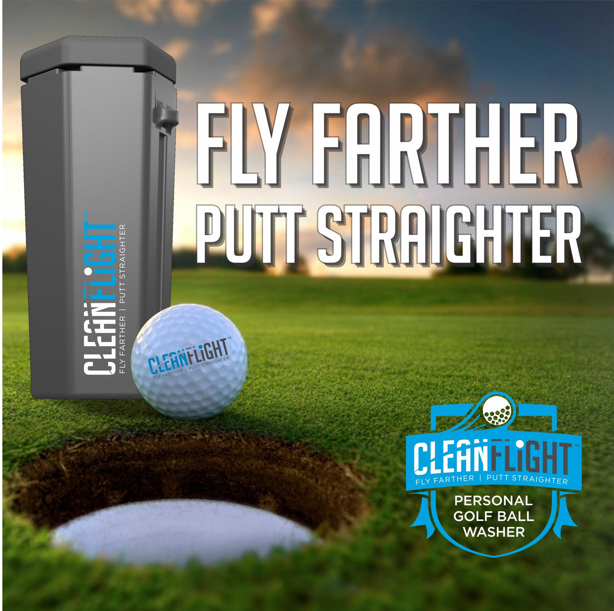 Clean Flight putting-green-ready setup supports immediate use on the course.
