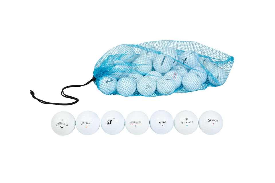Clean Green Golf Balls collection pack shows mixed brands for practice and comparison.