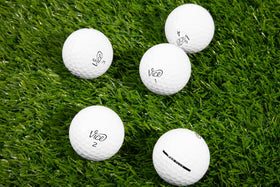 Clean Green Golf Balls Golf bag shot demonstrates portable practice kit