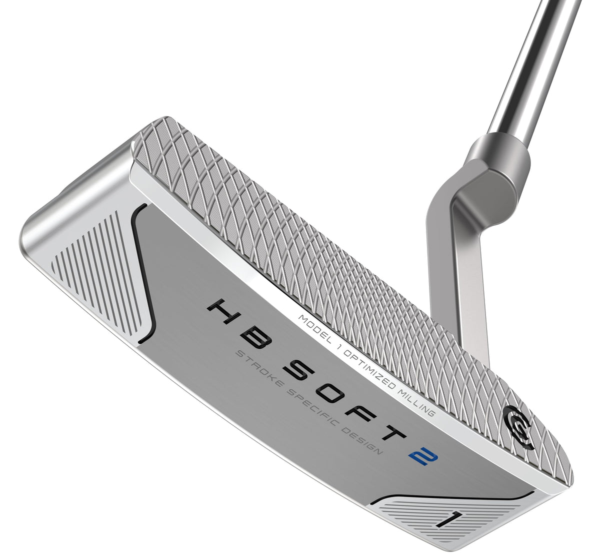 Cleveland Golf HB Soft 2 putter face with groove pattern for consistent distance.