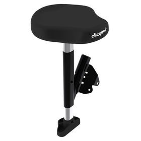 Clicgear Seat attached to a 3-wheel cart for quick resting on the course.