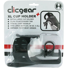 Black finish on the XL cup holder complements most Clicgear carts