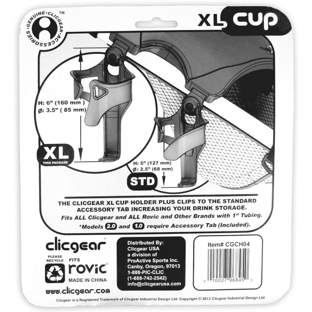 Cup holder supports up to 48 oz bottles for on-course hydration