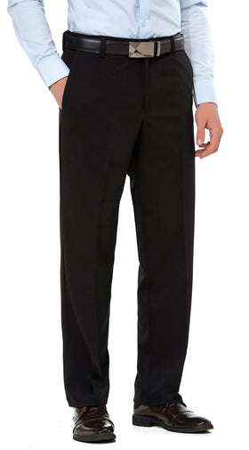 clothin men's expandable waist flat front golf pants front view shows adjustable waistband for comfort
