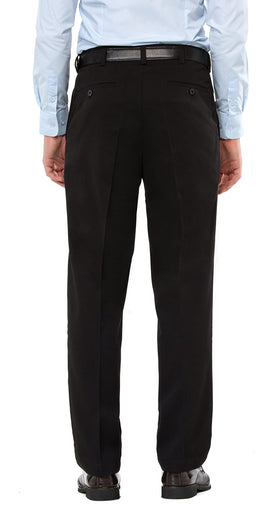 clothin men's expandable waist flat-front golf pants waistband closeup highlighting hidden stretch.