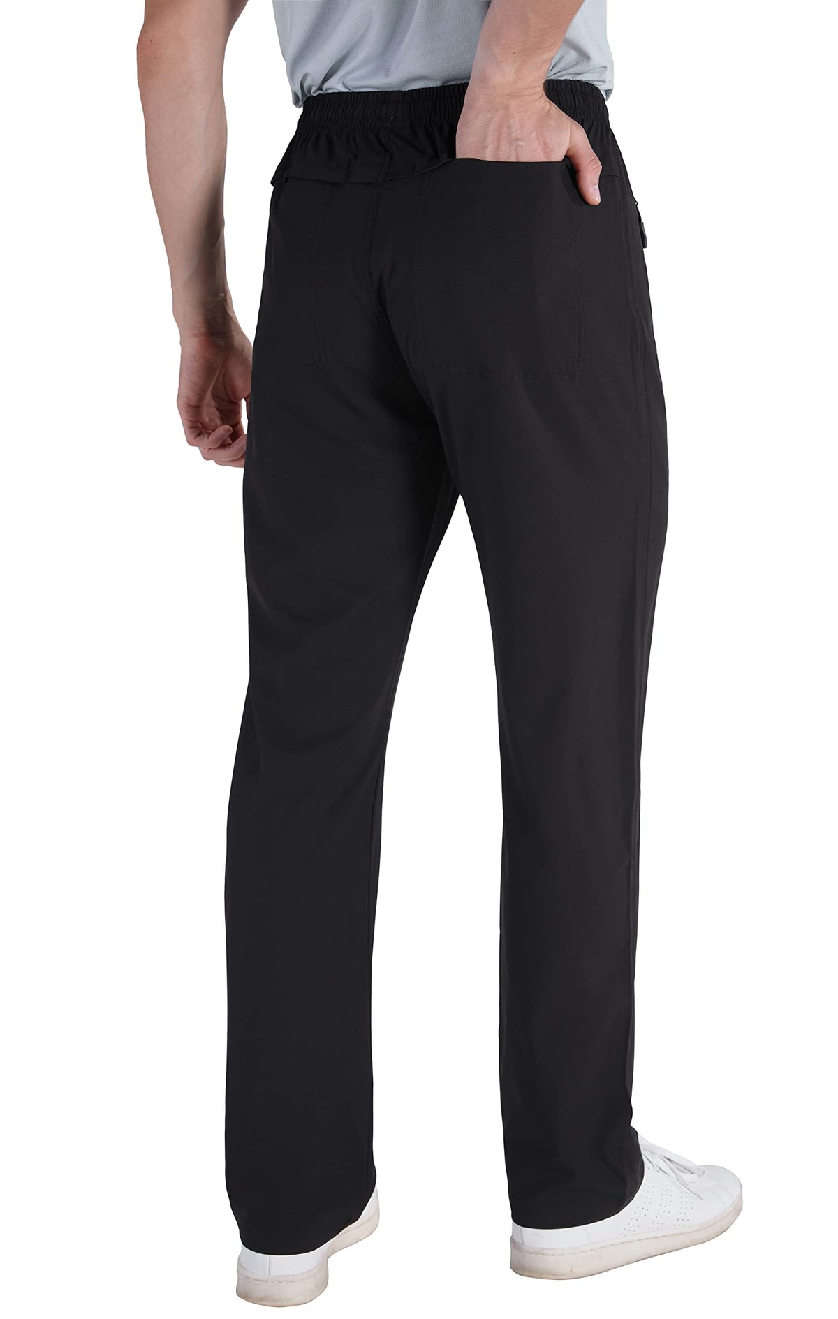 clothin men's workout pants fabric close-up highlighting quick-dry, breathable material