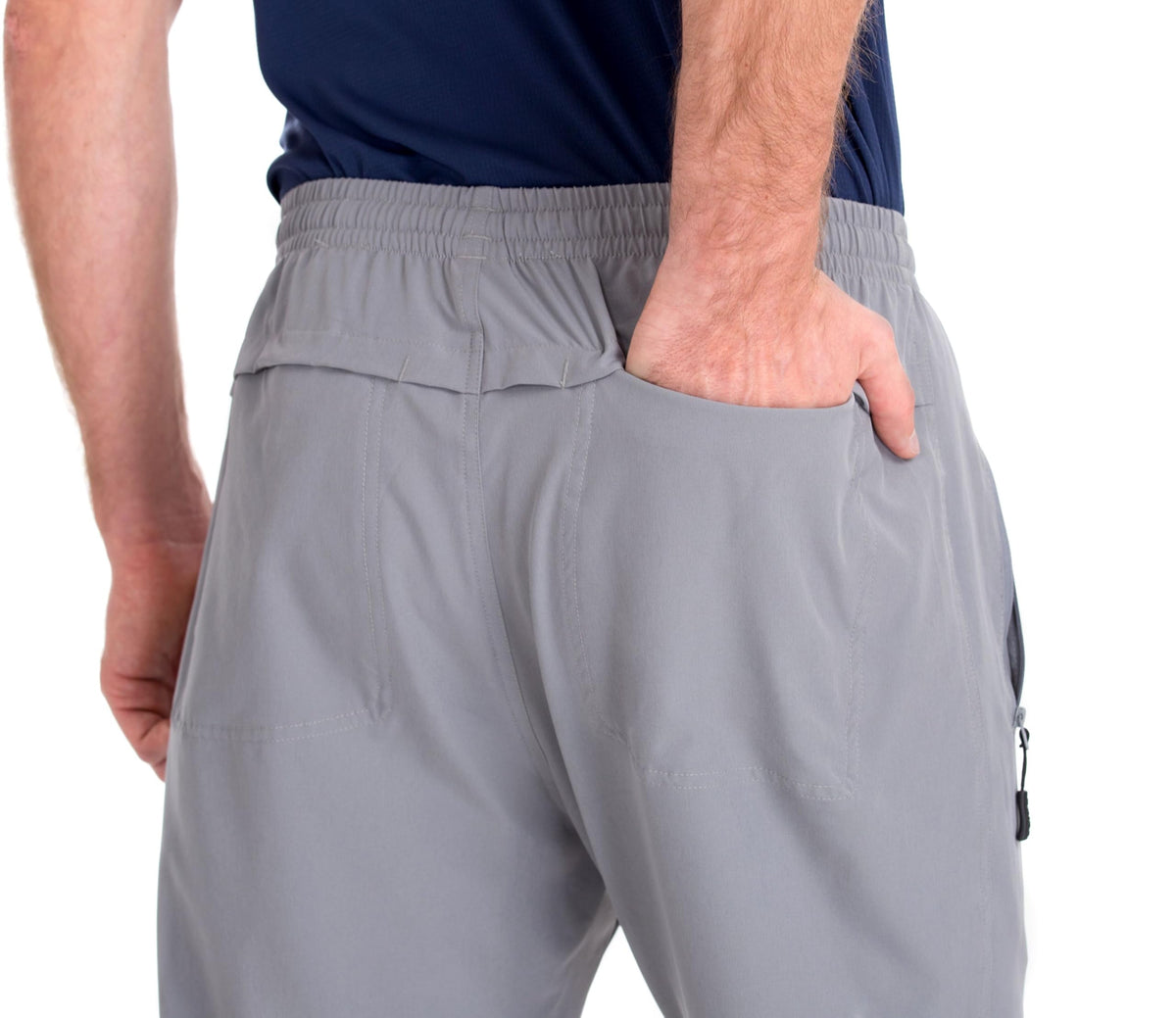 clothin men's workout pants zippered pockets provide secure storage during activity.