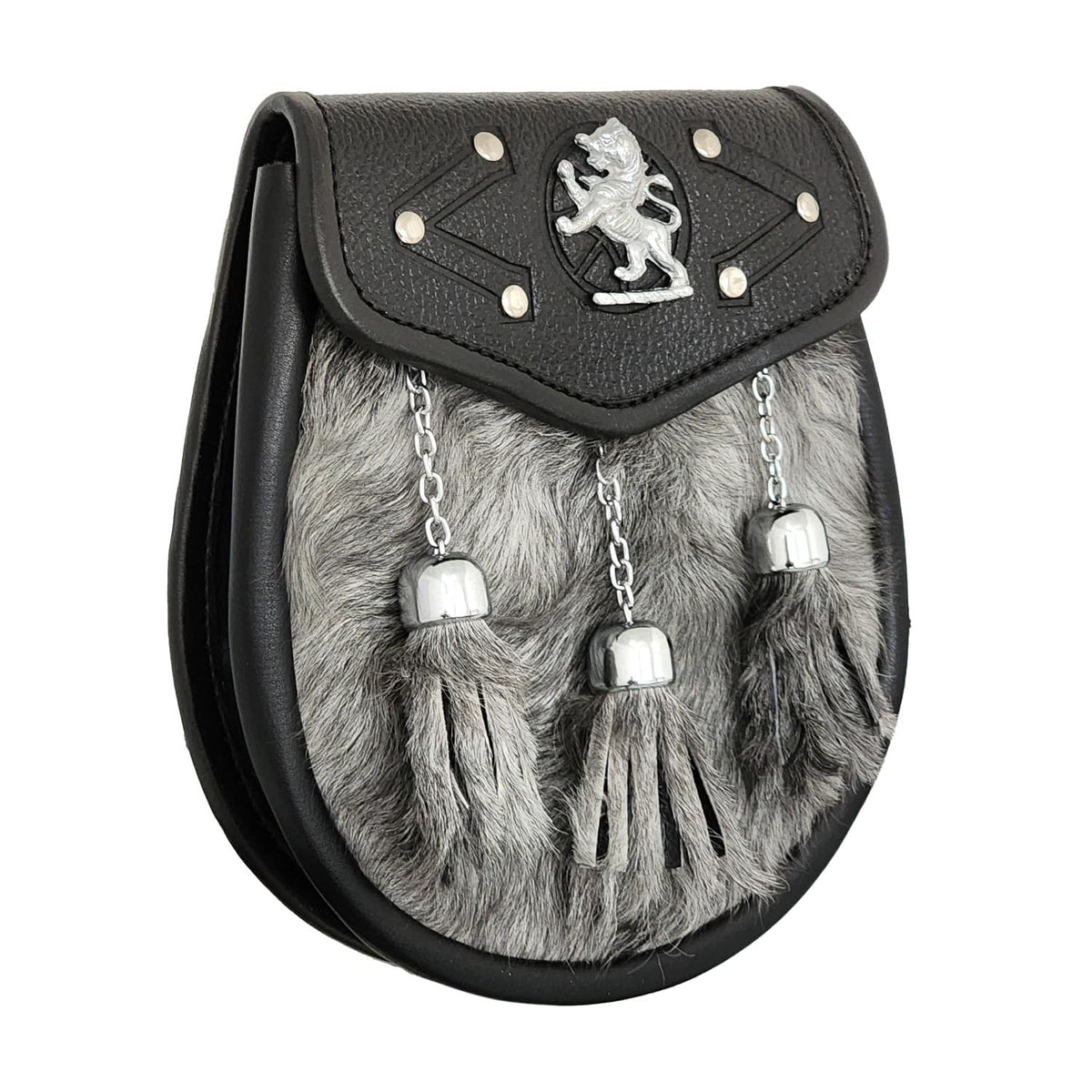 Cloud Kilt premium leather sporran with Rampant Lion motif for refined formal wear