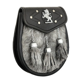 Cloud Kilt premium leather sporran with Rampant Lion motif for refined formal wear
