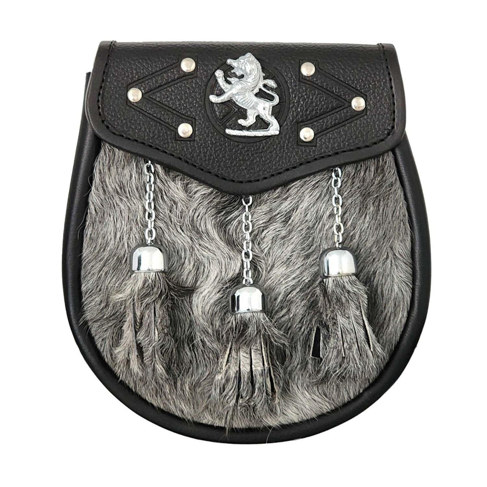 Cloud Kilt unique design sporran with leather chain belt for secure storage on kilts